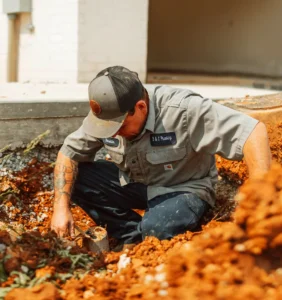 B&C Plumbing technician performing commercial plumbing drain cleaning in Huntsville